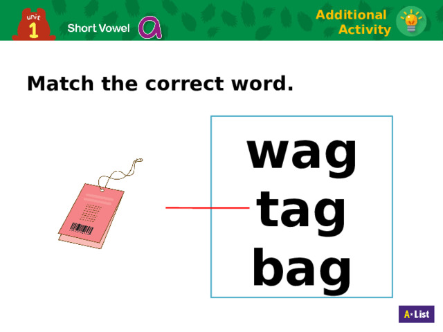 Additional Activity Match the correct word. wag tag bag 21 