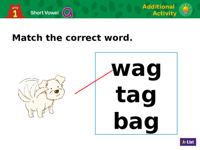 Additional Activity Match the correct word. wag tag bag 21 