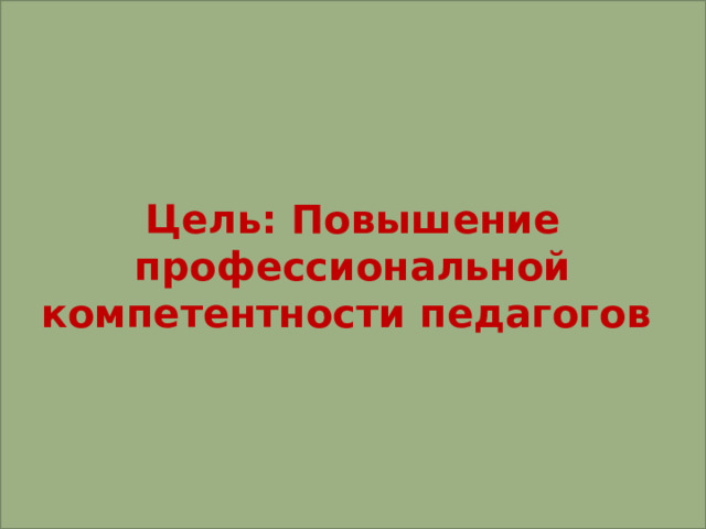 Цель: Повышение профессиональной компетентности педагогов 