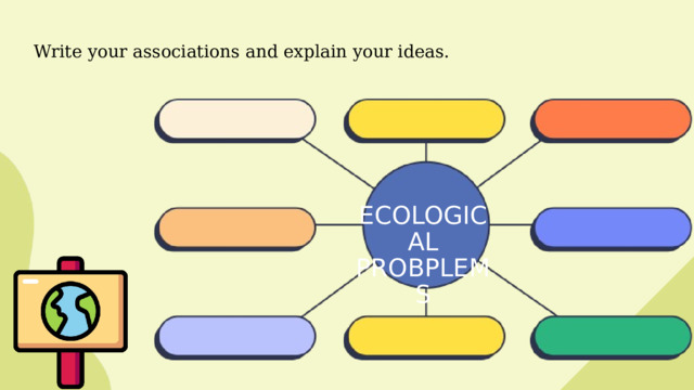 Write your associations and explain your ideas. ECOLOGICAL PROBPLEMS 