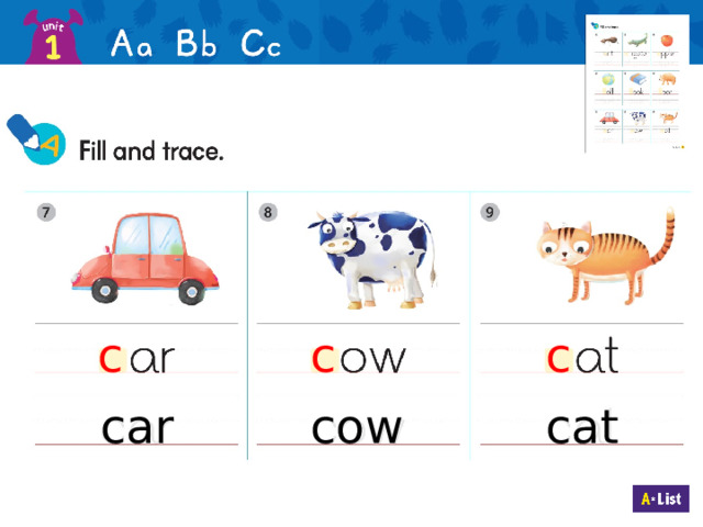 c c c car cow cat 