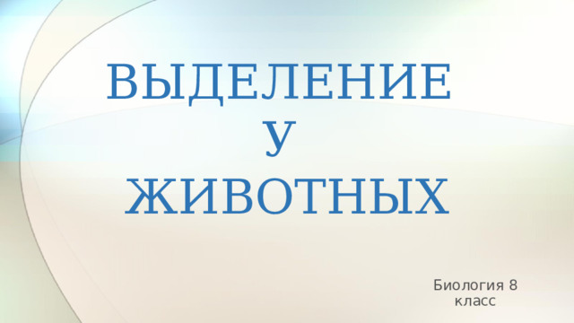 ВЫДЕЛЕНИЕ  У  ЖИВОТНЫХ Биология 8 класс  