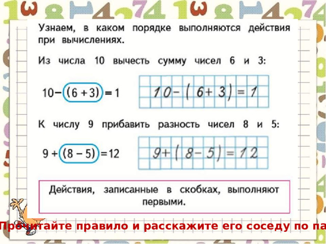 Прочитайте правило и расскажите его соседу по парте. 