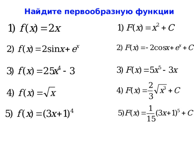 Найдите первообразную функции 