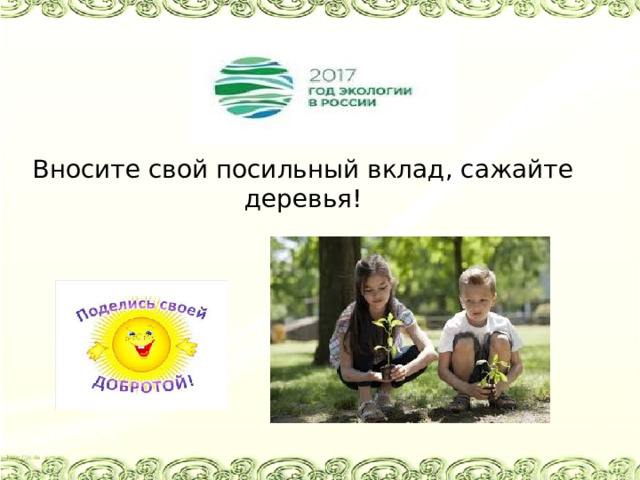 Вносите свой посильный вклад, сажайте деревья! 
