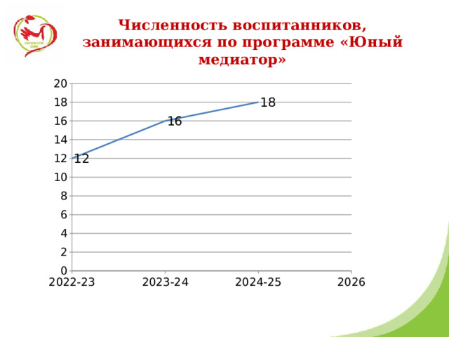 Численность воспитанников, занимающихся по программе «Юный медиатор» 