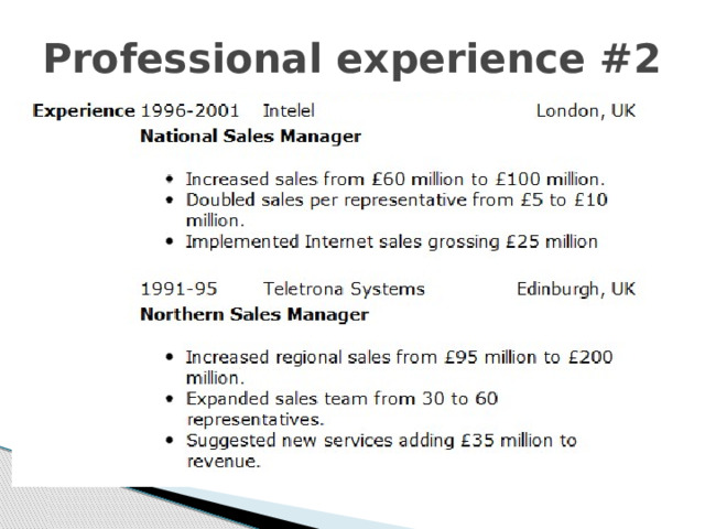 Professional experience #2 