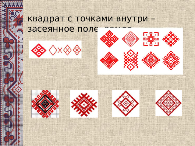квадрат с точками внутри – засеянное поле, земля 