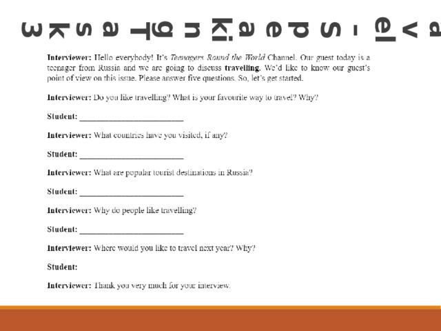 RNE Tasks Travel – Speaking Task 3  