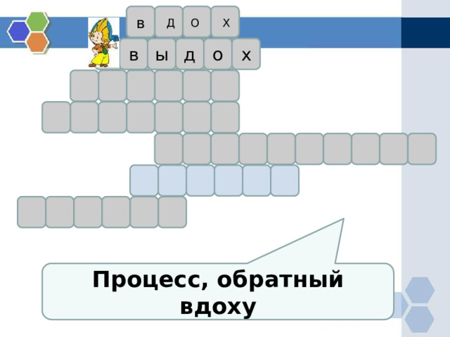 в Д О Х в ы д о х Процесс, обратный вдоху 