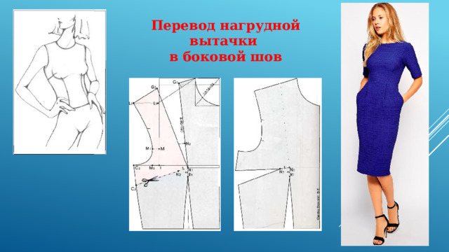Перевод нагрудной вытачки в боковой шов 