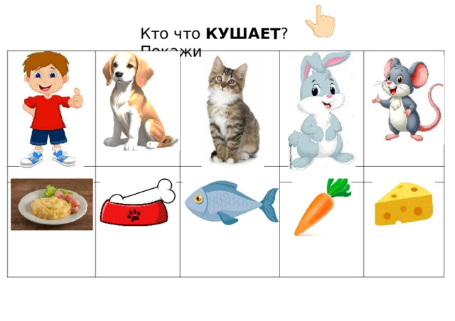 Кто  что  КУШАЕТ ?  Покажи 