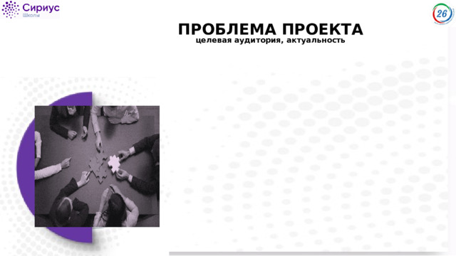 ПРОБЛЕМА ПРОЕКТА целевая аудитория, актуальность 