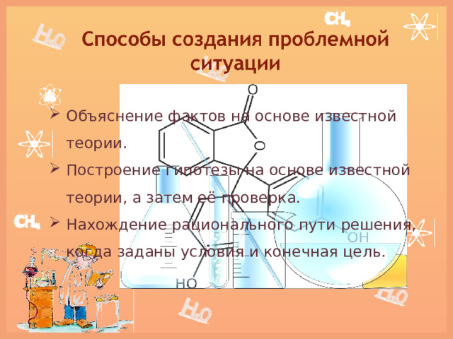 Объяснение фактов на основе известной теории.  Построение гипотезы на основе известной теории, а затем её проверка.  Нахождение рационального пути решения, когда заданы условия и конечная цель.  