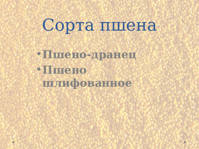 Сорта пшена Пшено-дранец Пшено шлифованное 