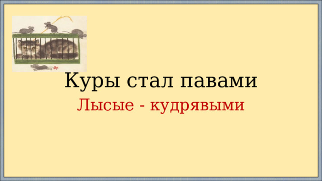 Куры стал павами Лысые - кудрявыми 