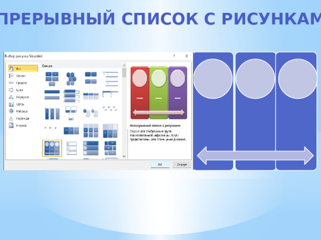 Непрерывный Список с рисунками 