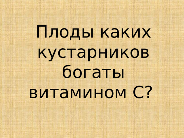 Плоды каких кустарников богаты витамином С?   