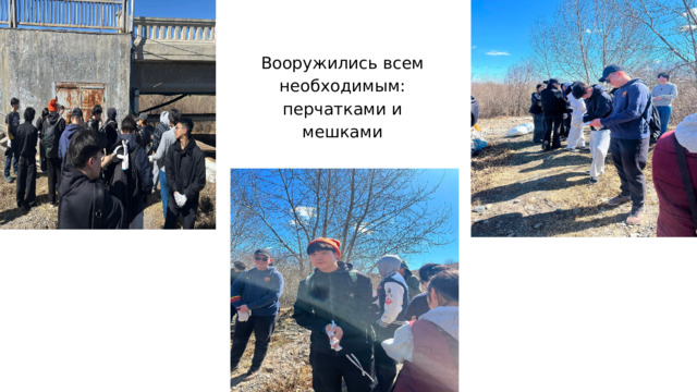 Вооружились всем необходимым: перчатками и мешками 