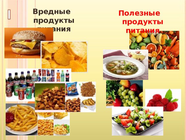  Вредные продукты питания Полезные продукты питания 