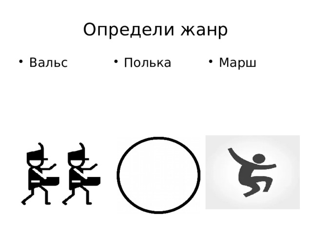 Определи жанр Вальс Полька Марш 
