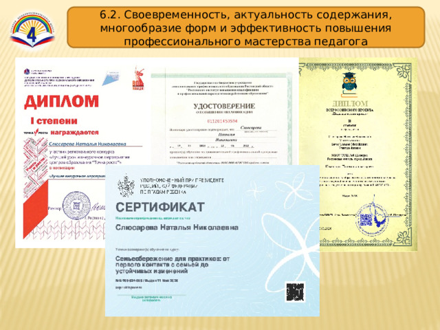 6.2. Своевременность, актуальность содержания, многообразие форм и эффективность повышения профессионального мастерства педагога 