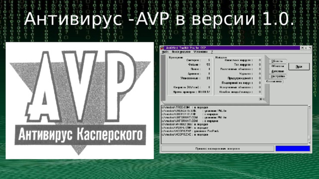 Антивирус -  AVP в версии 1.0. 