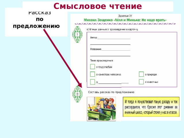 Смысловое чтение Рассказ по предложению  Составь  рассказ  по  предложению . 