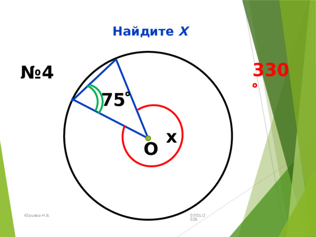 Найдите Х 330  № 4 75  x О 07/01/2026 Юрьева Н.В. 