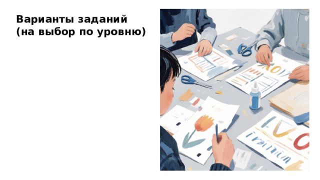 Варианты заданий (на выбор по уровню)  