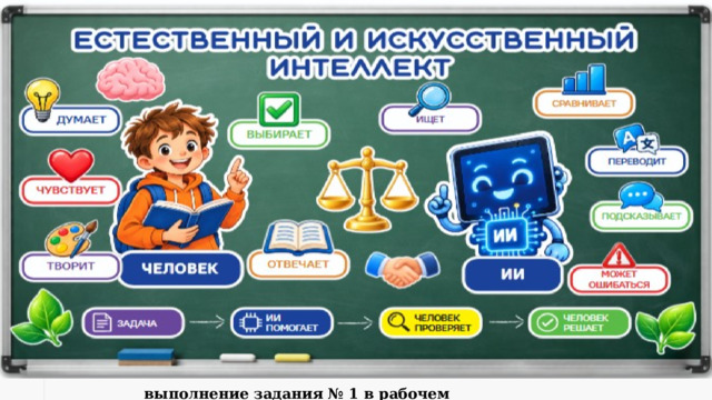 выполнение задания № 1 в рабочем листе 