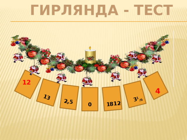 Гирлянда - Тест 2,5 13 1812  3 1 /6 12 4 0  