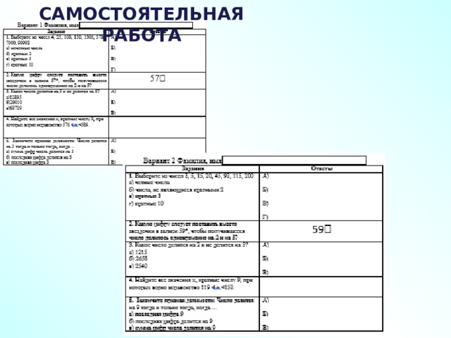 САМОСТОЯТЕЛЬНАЯ РАБОТА 