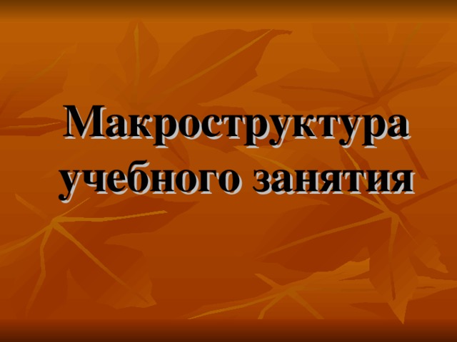 Макроструктура учебного занятия   