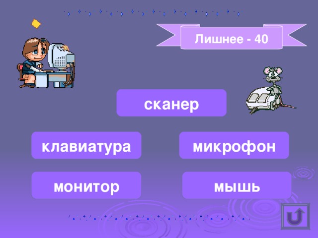 Лишнее - 40 сканер клавиатура микрофон мышь монитор 