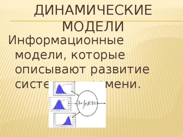 Динамические модели Информационные модели, которые описывают развитие систем во времени. 