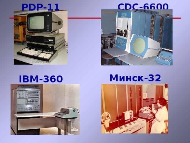 PDP-11 PDP-11 CDC-6600 CDC-6600 Минск-32 Минск-32 IBM-360 IBM-360 