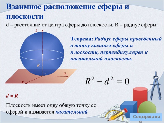 Решение устных задач с конусом  Содержание 1)Во сколько раз увеличится боковая поверхность конуса, если его образующая увеличится вдвое, а радиус основания одновременно увеличится в 3 раза?        2l l  Ответ: площадь боковой поверхности увеличится в 6 раз. R 3R    Sбок =   3R2l = 6  Rl Sбок =  Rl 2) Вычислите площадь боковой и полной поверхностей конуса, длина образующей которого равна 10 см, а радиус основания 3 см. Sосн =  R 2 =   · 3 2 = 9  (см 2 )     Sбок =   3·10 = 30  (см 2 ) 10 Sполн = 39  (см 2 ) Ответ: 30  см 2 , 39  см 2  3  