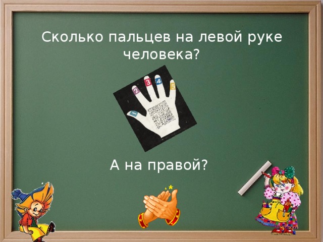 Сколько пальцев на левой руке человека? А на правой? 