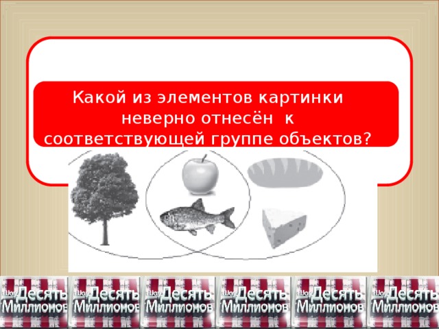 Какой из элементов картинки неверно отнесён к соответствующей группе объектов?  