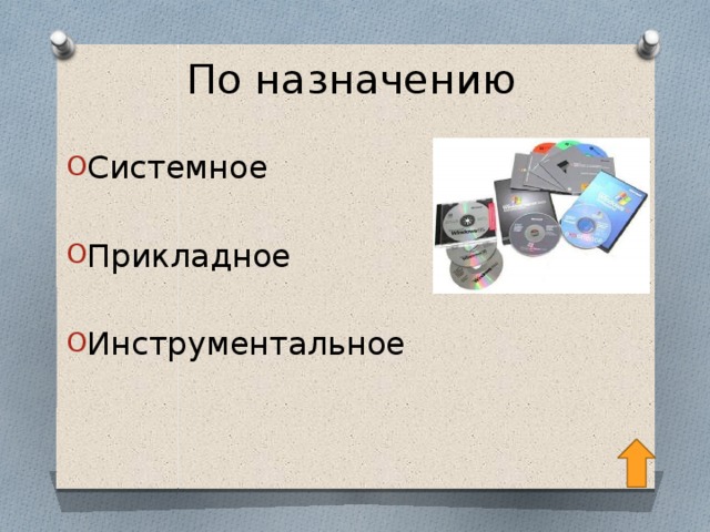 По назначению   Системное Прикладное Инструментальное 