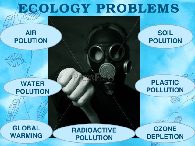 ECOLOGY PROBLEMS   AIR POLUTION SOIL POLUTION PLASTIC POLLUTION WATER POLUTION GLOBAL WARMING OZONE DEPLETION RADIOACTIVE POLLUTION 