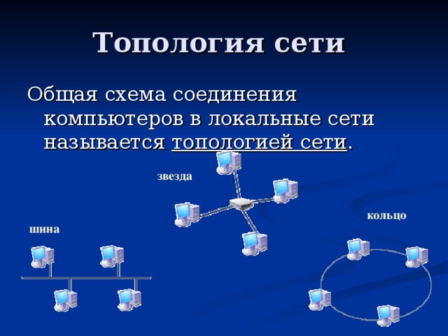 топологией сети звезда  кольцо  шина  