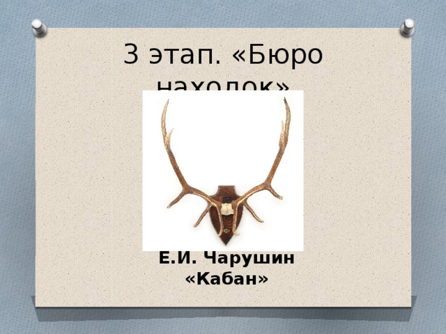 3 этап. «Бюро находок» Е.И. Чарушин «Кабан» 