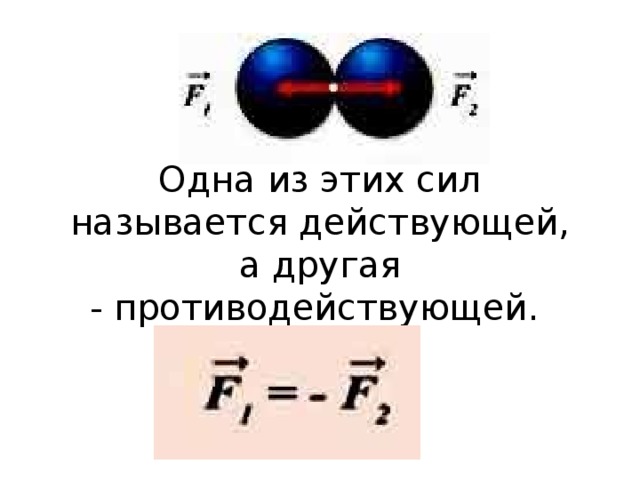 Одна из этих сил называется действующей, а другая - противодействующей.    