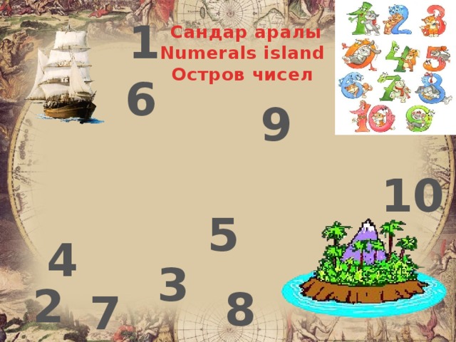 1 Сандар аралы Numerals island Остров чисел  6 9 10 5 4 3 2 8 7 