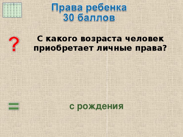  С какого возраста человек приобретает личные права? с рождения  
