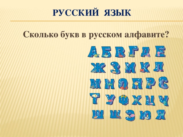 Русский язык  Сколько букв в русском алфавите?
