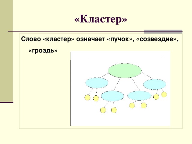 «Кластер» Слово «кластер» означает «пучок», «созвездие», «гроздь» 