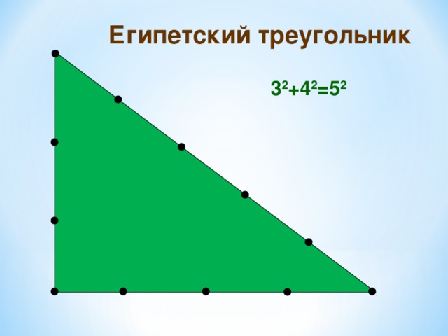 Египетский треугольник 3 2 +4 2 =5 2  